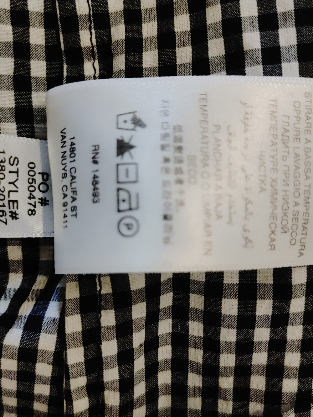 New DÔEN Julia Gingham Cotton Black & White Gingham Shirt Dress with Tie Neck - Picture 11 of 14